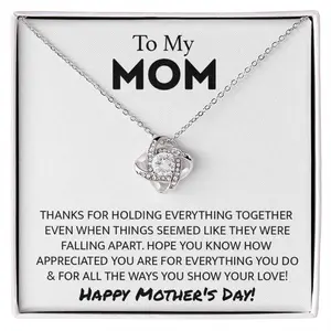 To My Mom necklace - Thanks For Holding Everything Together - Love Knot Necklace From Son Daughter Valentines Day Gift For My Soulmate, Birthday Gift For Her