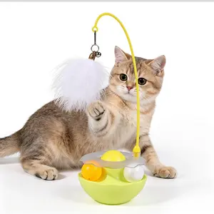 Viral Cat Toys Interactive Feather Teaser Catnip Track Balls for Indoor Cats Kitten Play Exercise