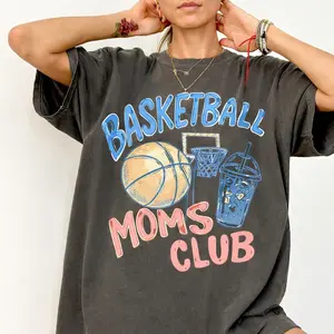 Basketball Moms Club Comfort Colors® T-Shirt, Gameday Doodle Basketball Tee, Trendy Women's Basketball Shirt, Sports Mom Shirt, Game Day Tee