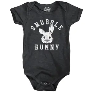 Snuggle Bunny Baby Bodysuit Funny Easter Sunday Jumper for Infants Funny Baby Onesies Easter Clothes for Baby Funny Animal Onesie Novelty Onesie Black -