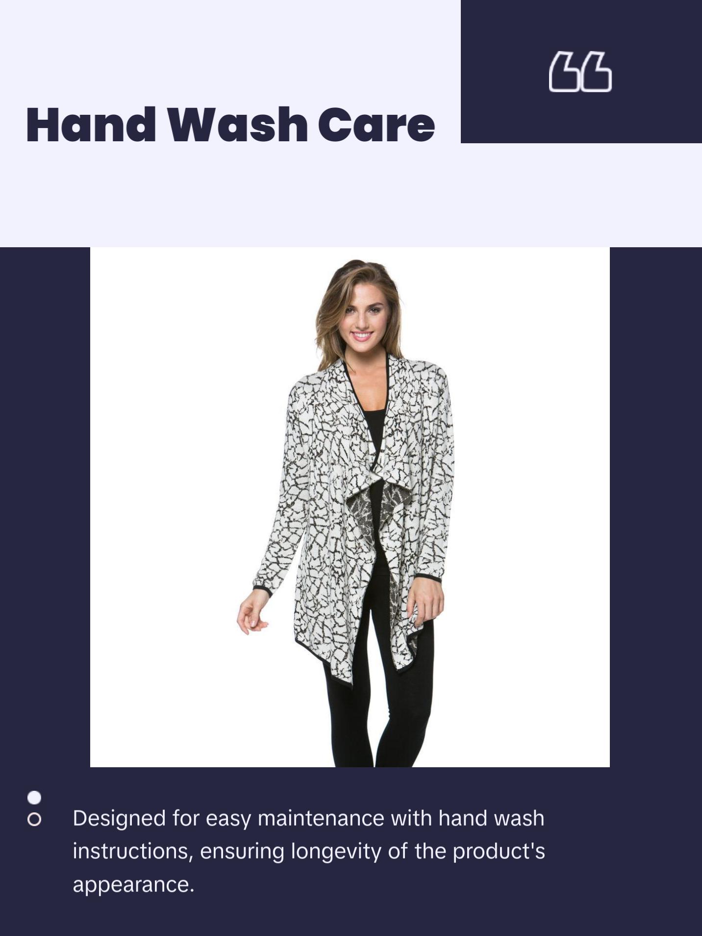 CRD-02352 Women's Knitted Cracked Print Draped Open Front Cardigan