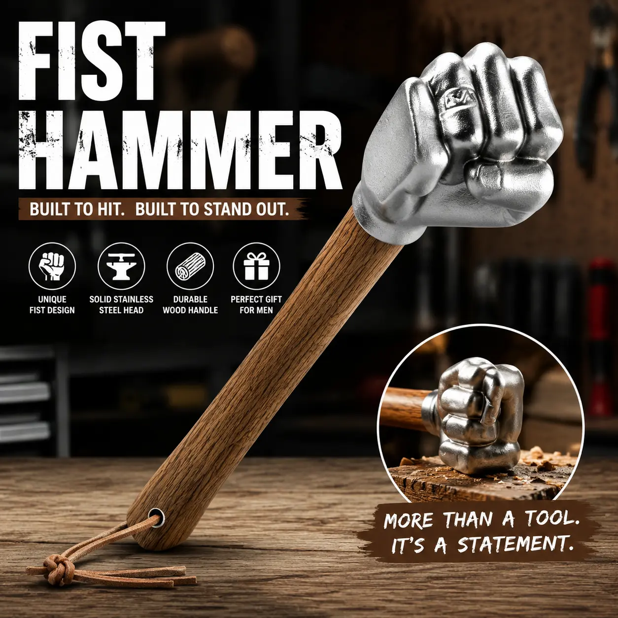 Creative Hammer Craftsmanship Stainless Steel Fist Hammer, Solid lron Tool Decorative Figurine,Unigue Gift ldea for Home Decoration gift bf gifts for husband couple gifts men gift baskets man gift set unique gifts for man Iron Scenic Art