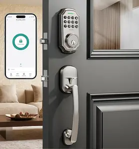 Arpha D180+H100 Keyless Entry Door Lock with 2 Handle Set - Smart Electronic Keypad by App - 100 User Codes & One-Time Passcode - Front Door Lock Set - Auto-Lock Front Door - Easy Install