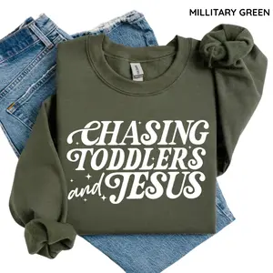 Chasing Jesus and Toddlers T-Shirt, Christian Mom Sweatshirt, Kingdom Motherhood Sweatshirt, Faith-Based Aesthetic Sweatshirt, Trendy Mom Faith Wear