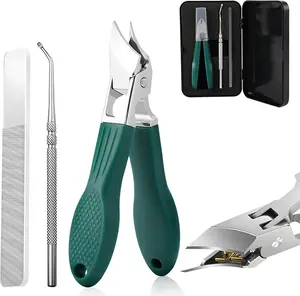 Eagle Beak Beveled Nail Clippers,Wide Jaw Opening Anti-Splash Slanted Nail Clipper,Long Handle Wide Jaw Opening Anti-Splash Slanted Nail Clipper,Edge Nail Clippers 3-Piece Set for Women and Men