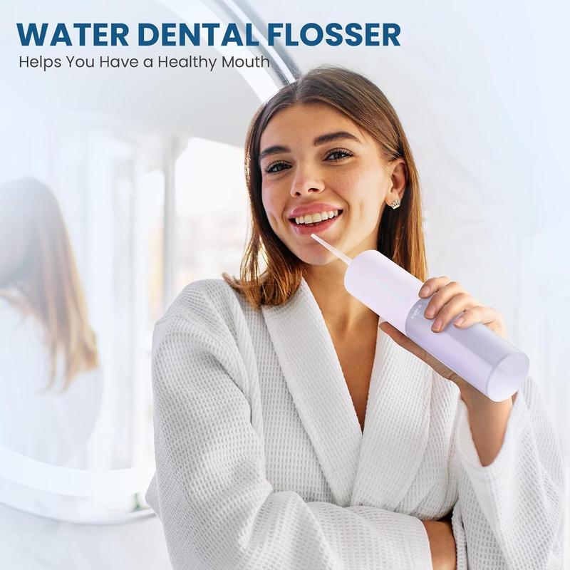 Travel Cordless Water Flosser, IPX7 Waterproof Electric Oral Irrigator with 3 Modes and 4 Replaceable Jet Tips, Rechargeable and Portable for Easy Cleaning (Purple) Travel Cordless Water Flosser, IPX7 Waterproof Electric Oral Irrigator with 3 Modes and 4 Replaceable Jet Tips, Rechargeable and Portable for Easy Cleaning (Purple)