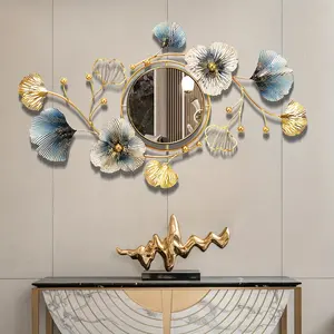 Metal Wall Mirrors Decor for Living Room, 37" Big Wall-Mounted Mirrors Large, Metal Wall Art Wall Sculptures, Modern Geometric Circular Decor Wall Sculptures, Wall Hanging Decoration for Living Room Dinning Room Bedroom Entryway Kitchen