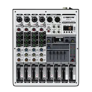 Professional Audio Mixer, Phenyx Pro Sound Console w/USB Audio Interface, 4-Channel Sound board DJ Mixer w/Stereo Equalizer, 16 DSP Effects, suitable for Stage, Live Gigs, and Karaoke (PTX-15)