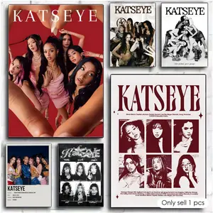 K-Katseye K-POP group Painting Calligraphy Premium Textured Canvas Wall Art Poster – High-Quality Fabric Print with Rich Color & Matte Finish, Modern Aesthetic Decor for Living Room, Bedroom, Office & Creative Interior