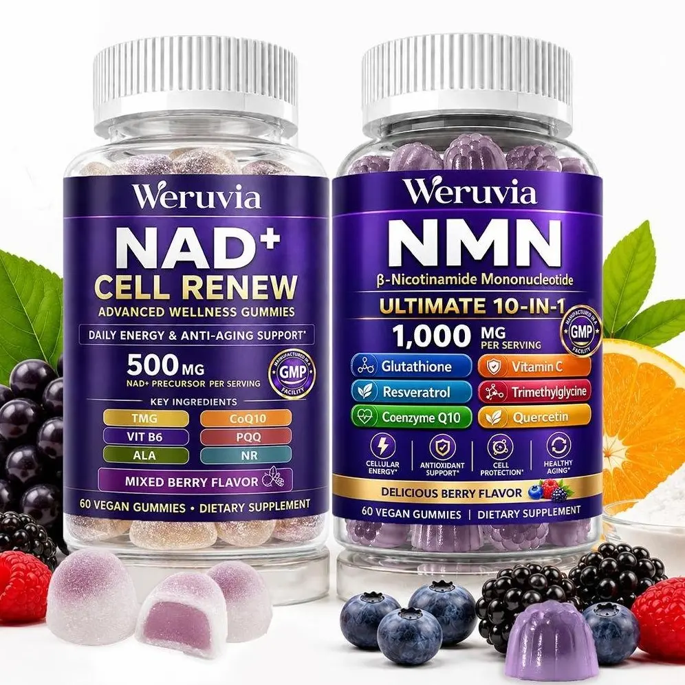Weruvia NAD+ & NMN Gummies Combo – Advanced Wellness Gummies, Mixed Berry Flavor, Daily Wellness Support Formula, Vegan Gummies for Men & Women, 2 Pack