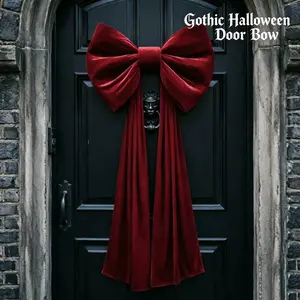 Giant Velvet Gothic Bow, Elegant Vampire Halloween Door Decor, Oversized Spooky Wall Hanging, Wedding, Home & Party Decoration