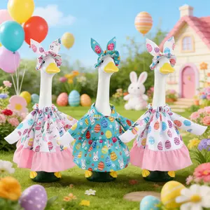 Goose Outfit Dresses Clothes for 23" High Cement or Plastic Porch Goose Costume for Yard Lawn Outdoor Garden Patio Statue Easter Holiday Decor