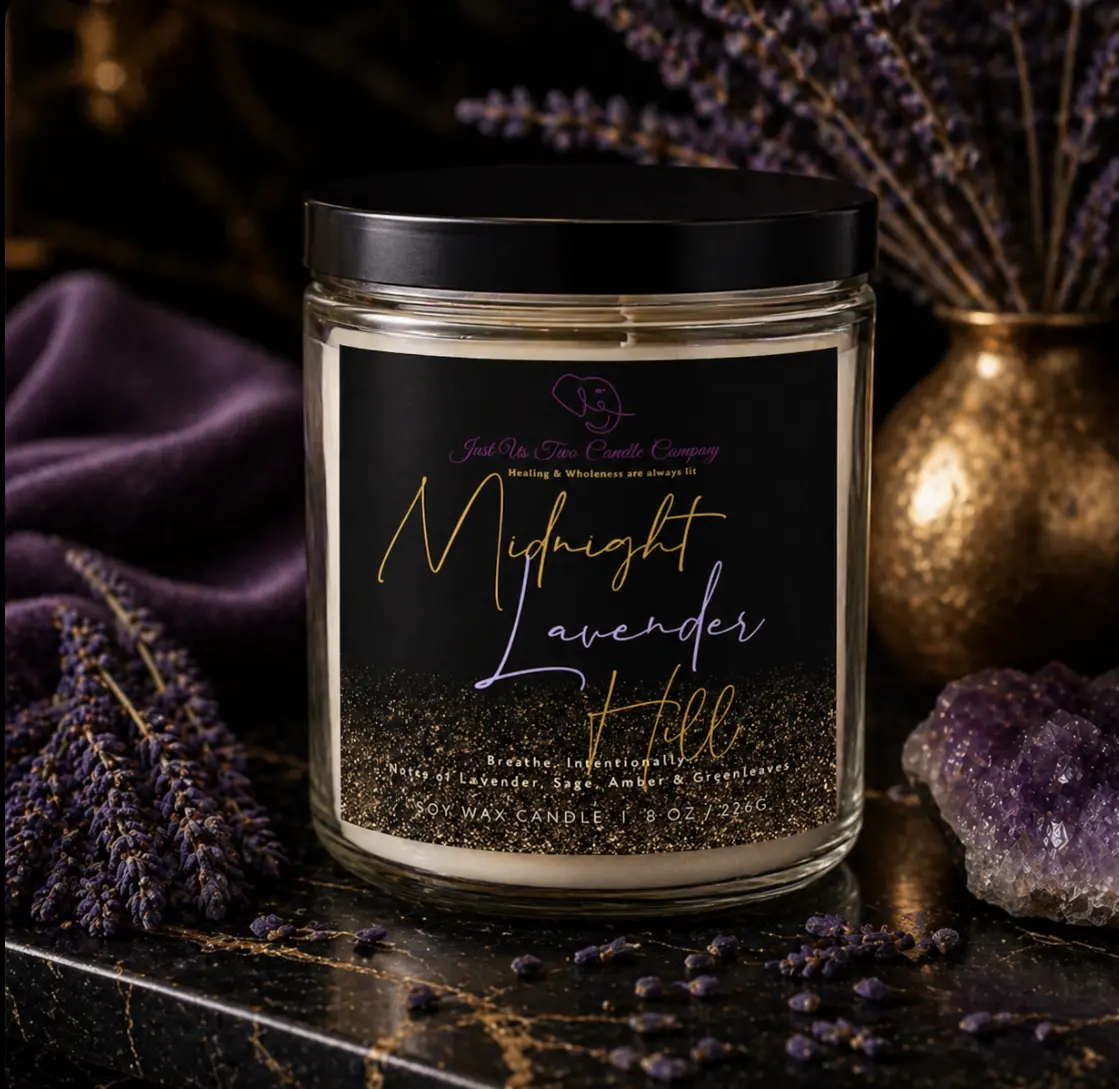 Vintage Midnight Lavender & Sage Candle, 8oz Household Candle with 24-48hr Burn Time, Home Decor Accent