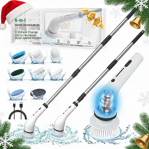 【Valentine's Day gift】Electric Spin Scrubber Cordless Shower Scrubber with IPX7 Waterproof Multi-Surface Cleaning Brush Long Battery Life Adjustable Speed Extendable Handle Multi-Purpose Kit for Bathroom Kitchen Durable Powerful Cleaner