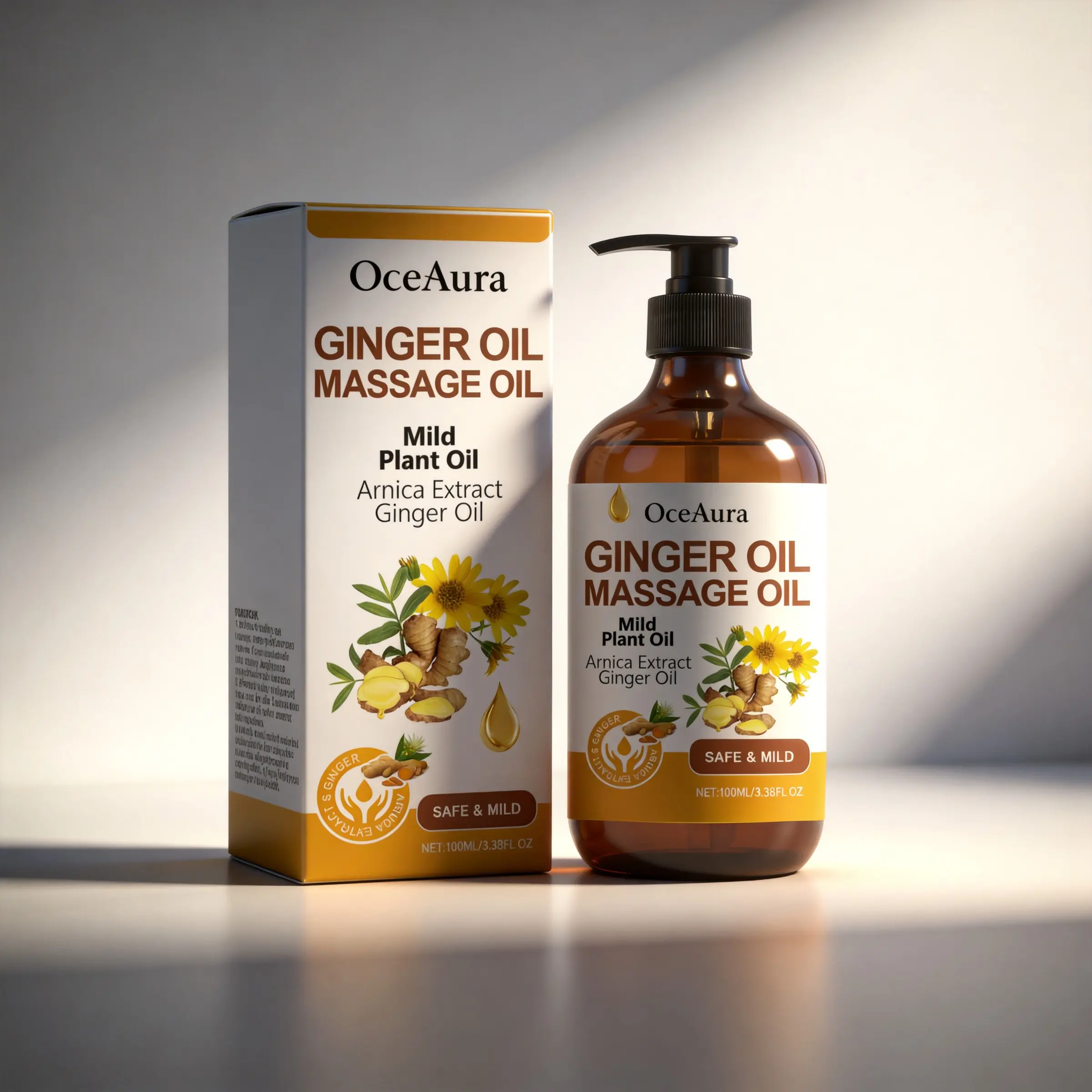 Ginger Massage Oil, Ginger Care Essence Oil, Body Massage Daily Care, Tighten Skin, Essential Oils for Relaxing & Revitalizing, Skin Tightening Oil, Plant, Gentle
