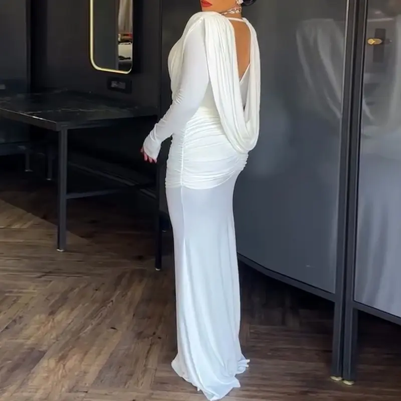 ChicMe Cowl Neck Ruched Cinched Waist Slim Fit Maxi Dress Casual Padded Shoulders Backless Evening Dress/Fabulous Dress - TikTok Shop ChicMe Cowl Neck Ruched Cinched Waist Slim Fit Maxi Dress Casual Padded Shoulders Backless Evening Dress/Fabulous Dress - TikTok Shop