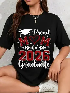 100% Cotton Unisex Proud Mom Of A 2026 Senior Graduate Graduation T-Shirt