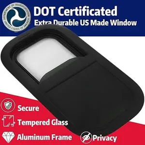 Trailer Window 30"x20", Tempered Glass with Screen & Trim Kit, 1-1/2" Wall Fit for Teardrop Camper, Cargo, Travel Motorhome, Horizontal Slide.(Aluminum, Shatterproof, Cold Insulation)