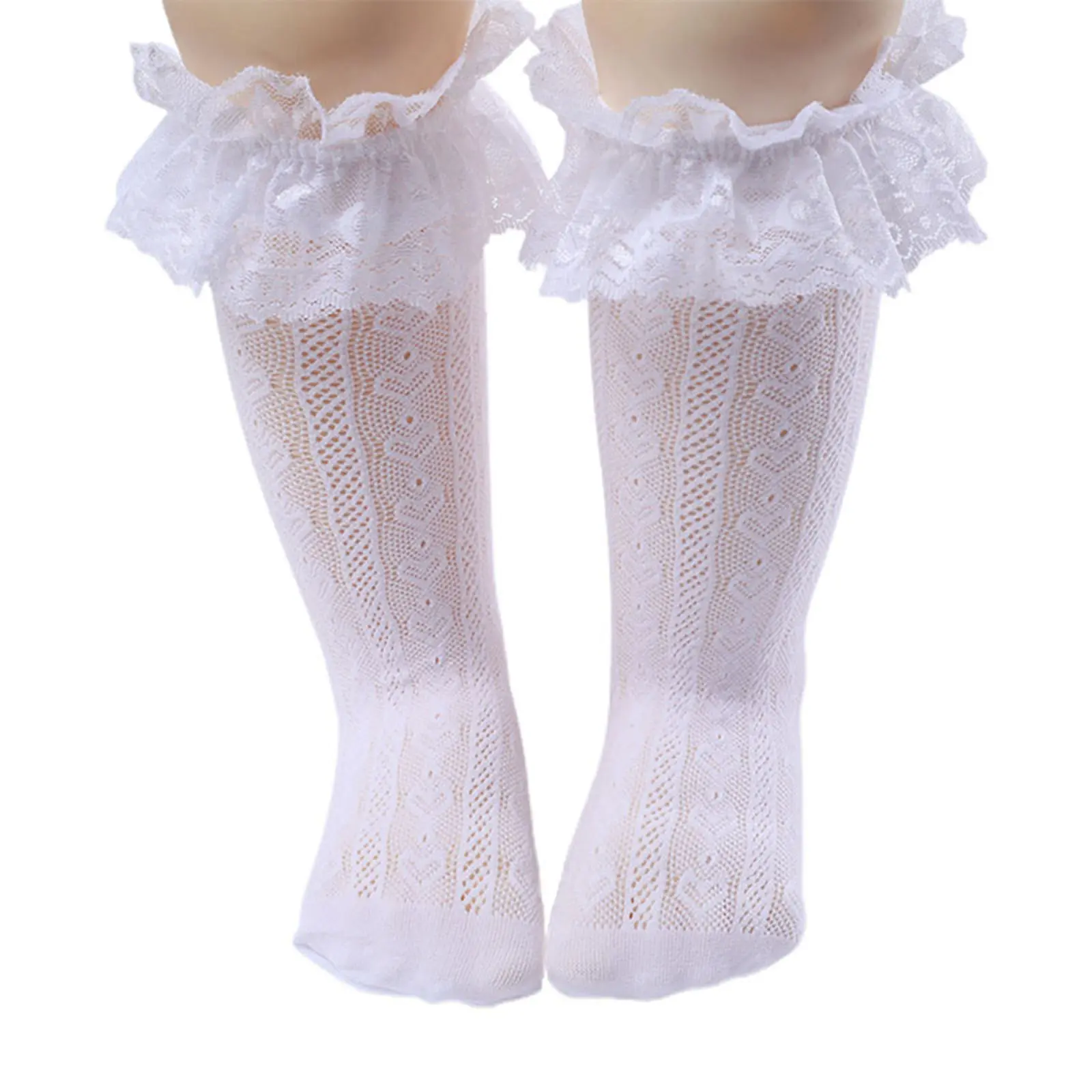 Baby Girl Knee High Socks Lace Hearts Bow Pattern Elastic Durable Cute Comfortable Fashion Knee High Stockings #Springtok