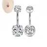 Rhinestone Decorated Navel Ring, Belly Button Rings, Navel Piercing Jewelry, Stainless Steel Body Jewelry, Body Jewellery for Women & Men, Daily Clothing Decor