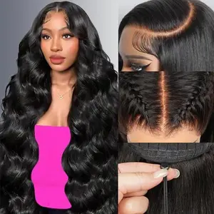 Bling Hair 28 inch Body Wave Lace Front Wigs Human Hair 180% Density Pull Go 13x6 HD Transparent Glueless Human Hair Wig for Women Pre Plucked Pre Cut Bleached Knots with Baby Hair