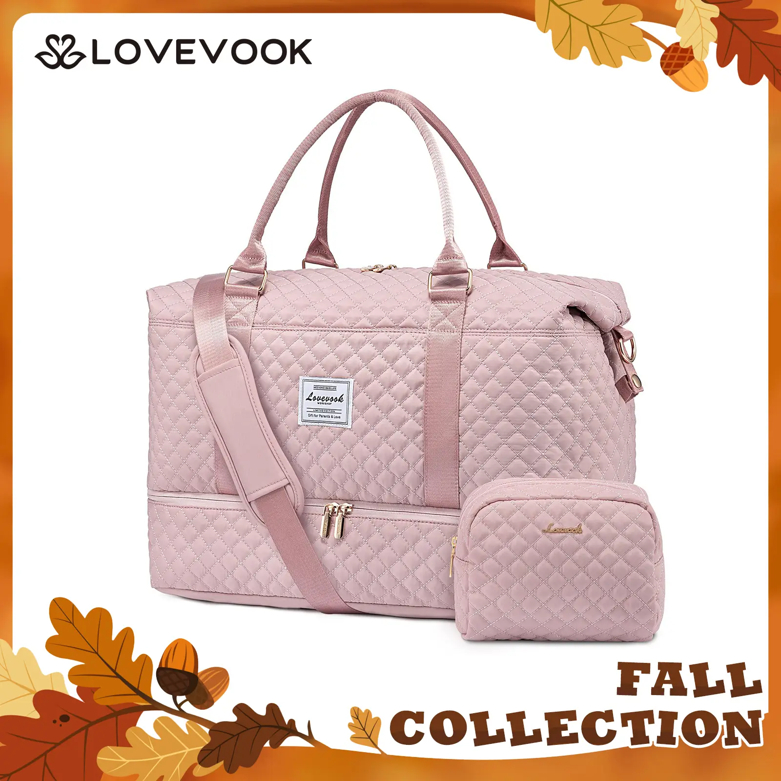 LOVEVOOK Weekender Bag Travel Duffel Bag with Shoe Compartment and Toiletry Bag for Women, Spring Glow Up Carry on Overnight Bag