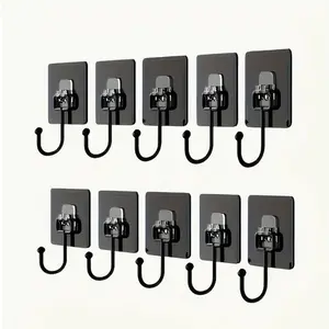 10 heavy duty non-punching wall hooks - super viscose hanging hooks, invisible installation, no drilling required, suitable for kitchens, bathrooms, offices