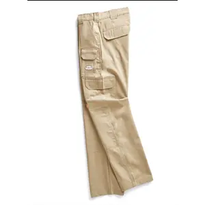 Rasco FR Field Pants Beige Mid Waist Plain Cotton Twill Flame Resistant NFPA 70E 2112 Certified Menswear with Pockets for Construction