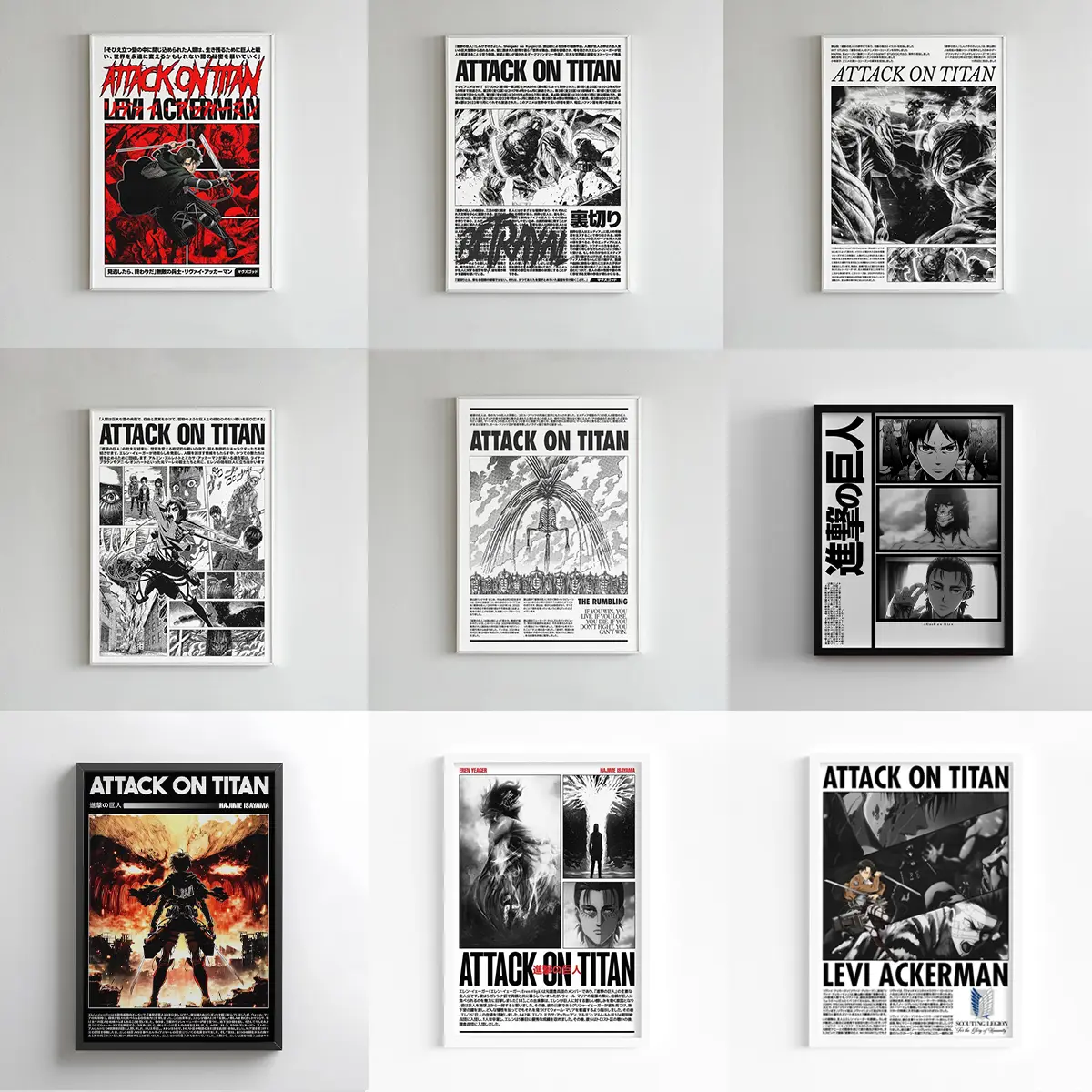 Attack On Titan Poster Levi Ackerman Epic Battle Wall Art Manga Style Prints for Anime Fans Collection Unframed Decorative Ornaments Room Artistic Photo