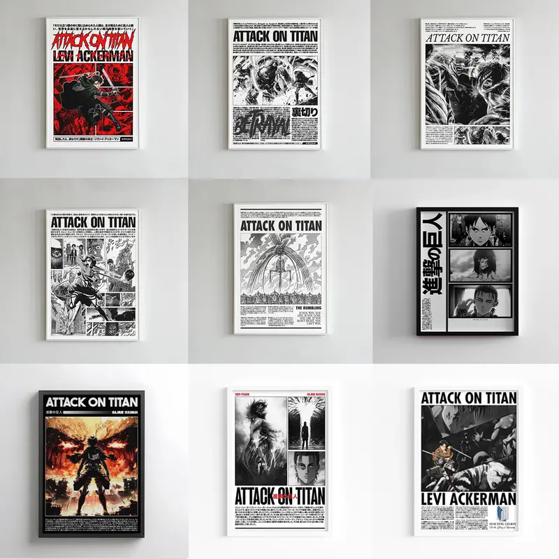 Attack On Titan Poster Levi Ackerman Epic Battle Wall Art Manga Style Prints for Anime Fans Collection Unframed Decorative Ornaments Room Artistic Photo