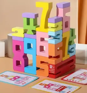 20PCS Wooden Number Building Blocks 1-10, Montessori Math Stacking Toys with Counting Games, Bright Digital Friends of 10, STEM Early Childhood Education Supplies for Kids Ages 3-8