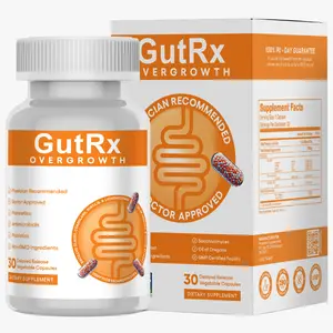 GutRx OVERGROWTH - Probiotic & Anti-Bacterial Supplement for Microbial Balance – 20.5 Billion CFU with Saccharomyces, Bifidobacterium & Lactobacillus, Along with Oil of Oregano and Ginger Extract – Supports Gut Flora & Digestive Health, 30 Capsules