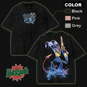 Helluva Boss Blitzo wash T-Shirt,Hoodie,Sweatshirt Hazbin Washed Shirt, Comic Shirt, TV Show Shirt graphic tees Menswear Top Cotton Fabric lover streetwear