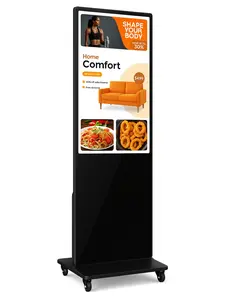43 Inch Digital Signage Display 4K LCD Screen Indoor Floor Standing Advertising Kiosk Android Vertical Poster with Auto Media Player 10/20pt IR Touchscreen 60HZ Refresh Rate