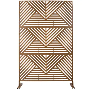 Freestanding Rust-Resistant Metal Privacy Fence Panel, 76x48 in Decorative Screen for Deck & Balcony, Indoor-Outdoor Privacy Solution PS101 BROWN