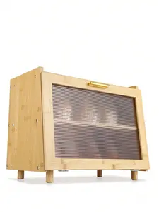 【Christmas Gift】Double Layer Large Bread Box, Bamboo Bread Box For Kitchen Counter, Bread Containerr, Bamboo Bread Storage Container With Acrylic Clear Door Utensils Wood Airtight Smooth Water Proof Wooden