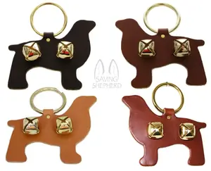 DOOR CHIME - LEATHER DOG with SLEIGH BELLS in 4 Colors - Amish Handmade in USA