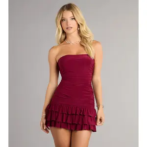 Flirt Alert Strapless Ruffle Mini Dress
