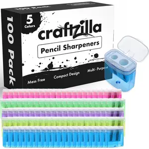 Pencil Sharpener 100 Pack, Manual Pencil Sharpeners Bulk for Kids with Lid, Perfect for School, Office, and Home