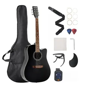 VEVOR Cutway Acoustic Guitar, 41 in, 6 - String, Natural Solid Spruce Top Guitar, Beginner Bundle with Gig Bag, Tuner, Strap, Steel Strings, Picks, Capo, Rosewood Fingerboard, for Fingerstyle Solo JazzVEVOR Super Brand Day