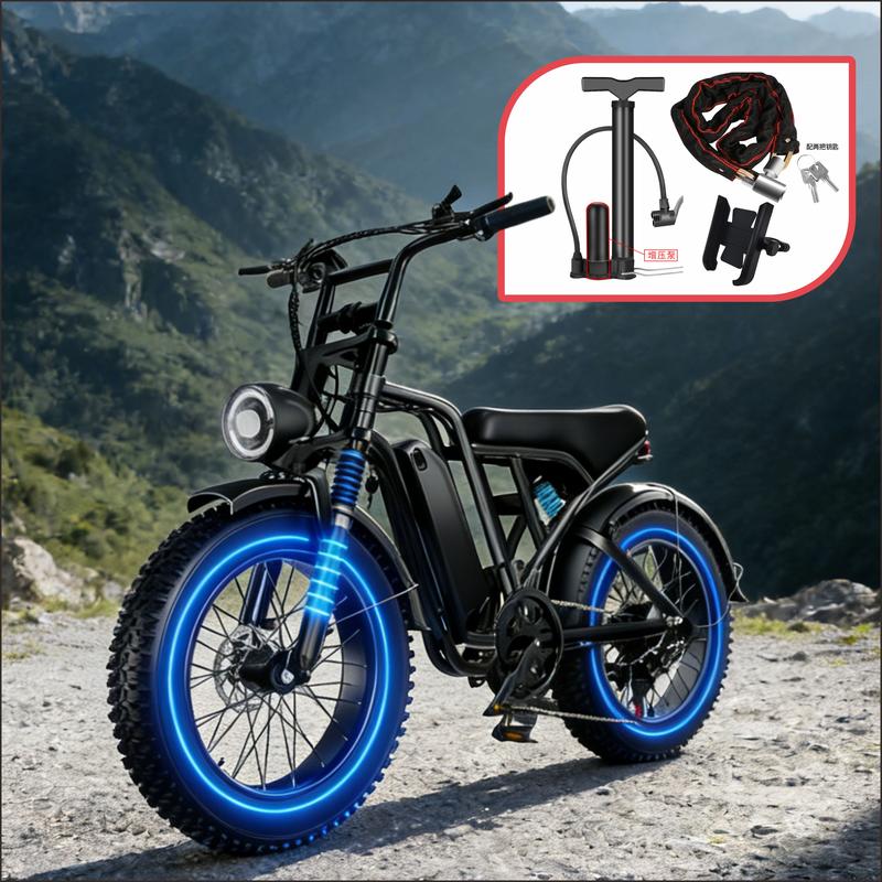 Electric Bike for Adults, Full Suspension, 48V13Ah Removable Battery, Up to 28MPH & 46.6 Miles (PAS), 1000W Ebike with All-Terrain 4.0" Fat Tires, Cruise Control, UL Certified, Moped E-Bike