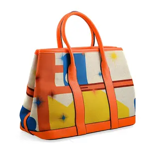 La Marey Orange Pattern Faux Leather Crossbody Bag