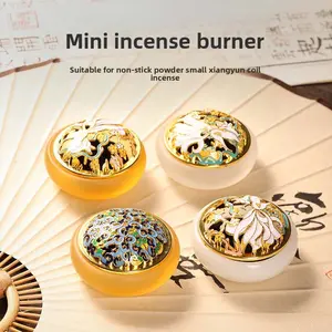 Colored Glaze Incense Burner for Coil Incense Agarwood & Sandalwood Smoke-Free Powder Cloud Style Household Tool Enhances Aroma Ideal for Agarwood & Sandalwood incense stick