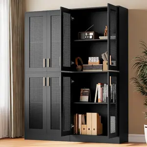 Kitchen Pantry Cabinet, 71" Tall Rattan Doors Storage Cabinet and Adjustable Shelves, Modern Farmhouse Wood Cupboard Utility Hutch for Kitchen, Dining Room, Living Room tiktokshopspringglowup