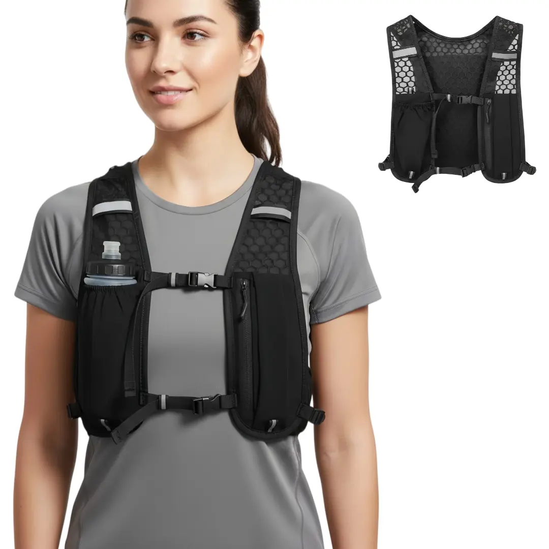 Unisex Lightweight Hydration Vest - Reflective Trail Running Backpack with Water Bottle Holder, Adjustable Straps for Marathon, Cycling, Hiking