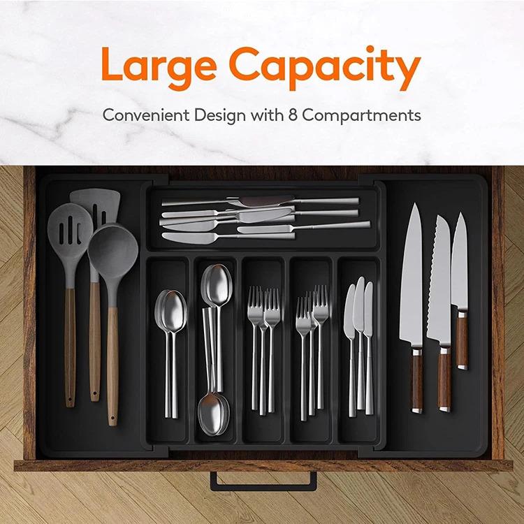 Expandable Utensil Tray Silverware Spoon Organizer Drawer Cover Adjustable Cutlery Tray Drawer Organizer Kitchen