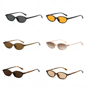 6 pcs Value Pack Summer Vibes Retro Oval Sunglasses for Women Chic Cat Eye 90s Sunnies Lightweight Narrow Shades Trendy UV Protection Sunglasses Vintage Rich Girl Sunglasses Women Sunglasseswomen summerwins