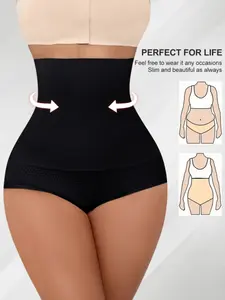 Women's Solid Color Waist Trainer Shapewear Knickers, Comfortable & Breathable, Stretchy High Waist Tummy Control Compression, Ideal for All Seasons, Body Shaper Shorts