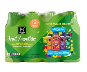 Member’s Mark Smoothie Variety Pack, 10 fl oz Bottles, 12 Pack, Ready-to-Drink Fruit Smoothies, Mixed Flavors, Convenient On-the-Go Beverage, No Artificial Flavors, Refrigerated Drink Option