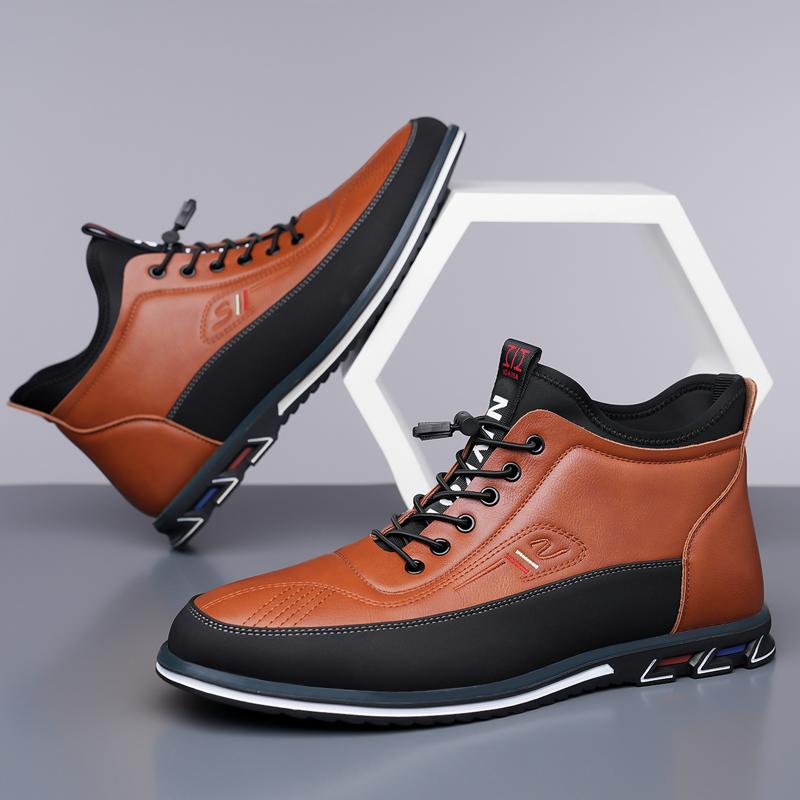 New Men's All-Season Casual Sports Leather Shoes - Durable Men's Casual Shoes - Made of durable materials, mid-top design, elegant and stylish, closed toe, suitable for business casual and formal occasions.